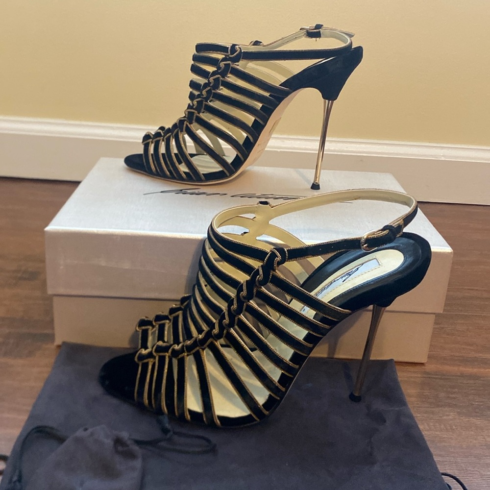 Brand New Brian Atwood First Love Black Velvet Heel in size 39.